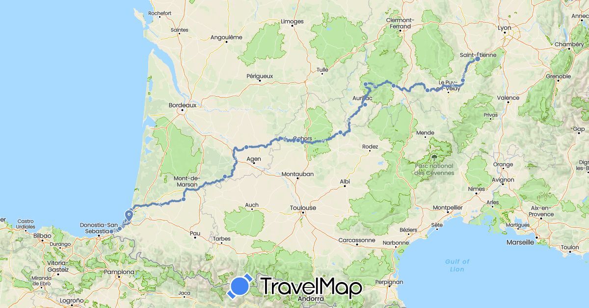 TravelMap itinerary: driving, cycling in France (Europe)